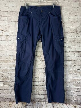 KUHL Women's 12R Navy Blue Cargo Pants Roll Tab Bottom Cotton Nylon Spandex